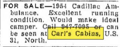 Carls Place (Carls Cabins) - Nov 01 1967 Article (newer photo)
